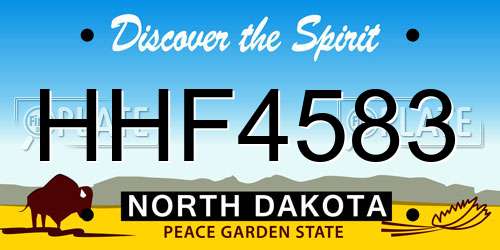 HHF4583 North Dakota License Plate