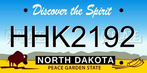 HHK2192 North Dakota License Plate