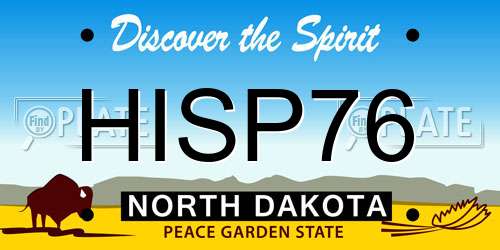 HISP76 North Dakota License Plate