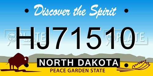 HJ71510 North Dakota License Plate