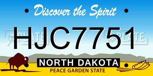 HJC7751 North Dakota License Plate