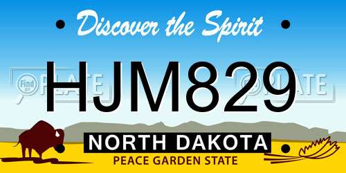 HJM829 North Dakota License Plate