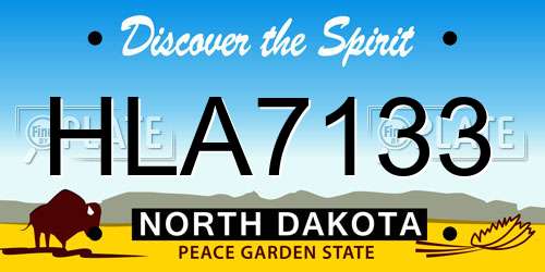 HLA7133 North Dakota License Plate