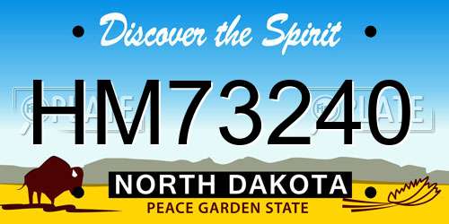 HM73240 North Dakota License Plate