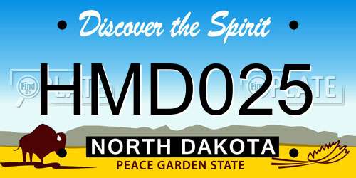 HMD025 North Dakota License Plate