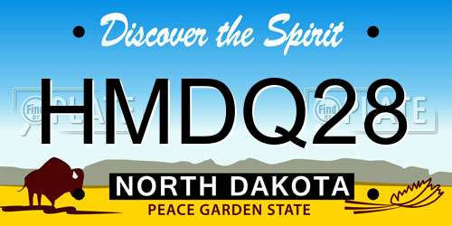 HMDQ28 North Dakota License Plate