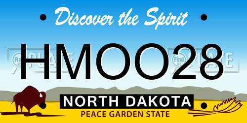 HMOO28 North Dakota License Plate