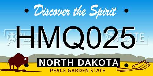HMQ025 North Dakota License Plate