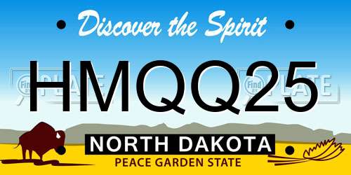 HMQQ25 North Dakota License Plate