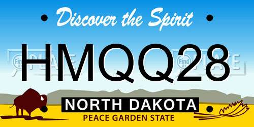 HMQQ28 North Dakota License Plate