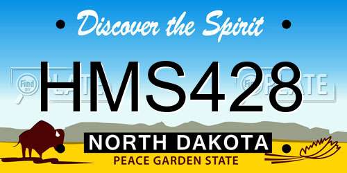 HMS428 North Dakota License Plate