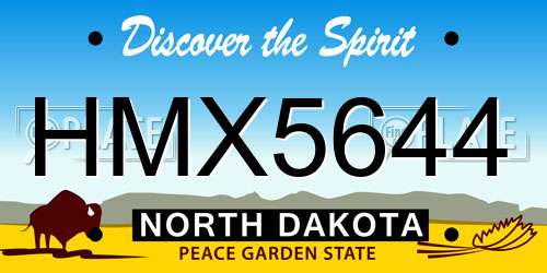HMX5644 North Dakota License Plate
