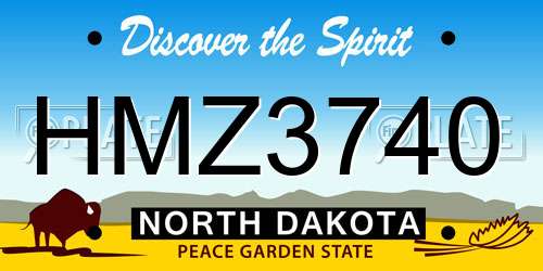 HMZ3740 North Dakota License Plate