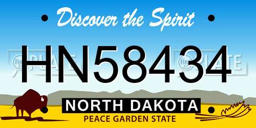 HN58434 North Dakota License Plate