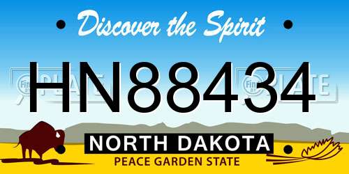 HN88434 North Dakota License Plate