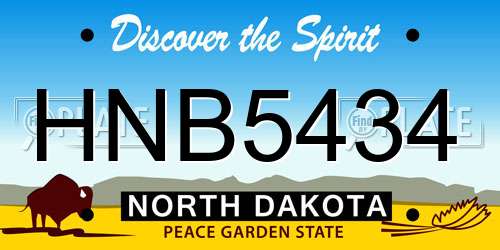 HNB5434 North Dakota License Plate