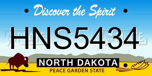 HNS5434 North Dakota License Plate