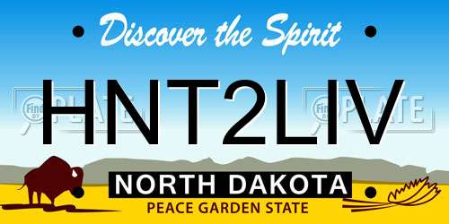 HNT2LIV North Dakota License Plate