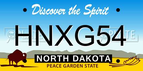HNXG54 North Dakota License Plate