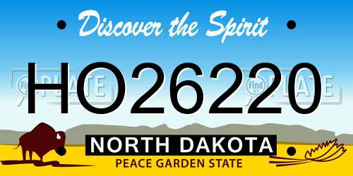 HO26220 North Dakota License Plate
