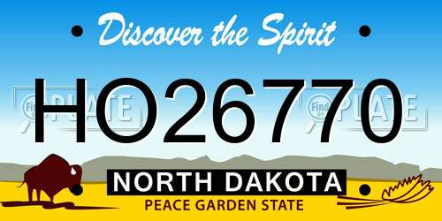 HO26770 North Dakota License Plate