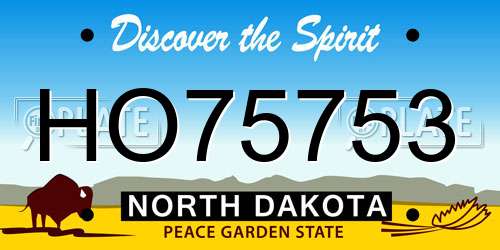 HO75753 North Dakota License Plate