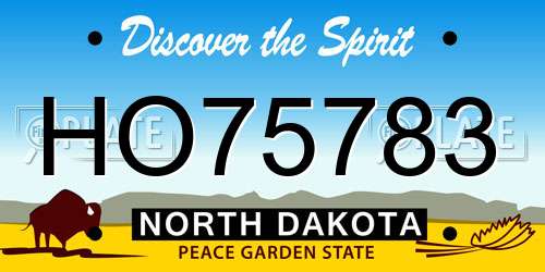 HO75783 North Dakota License Plate