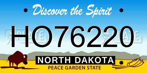 HO76220 North Dakota License Plate