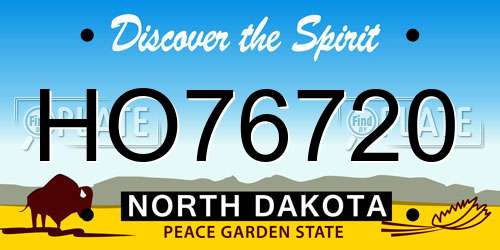 HO76720 North Dakota License Plate