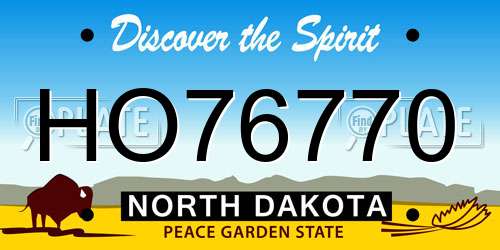 HO76770 North Dakota License Plate