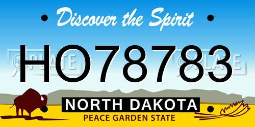 HO78783 North Dakota License Plate