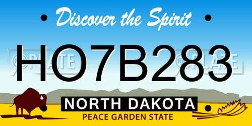 HO7B283 North Dakota License Plate