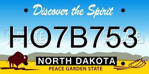 HO7B753 North Dakota License Plate