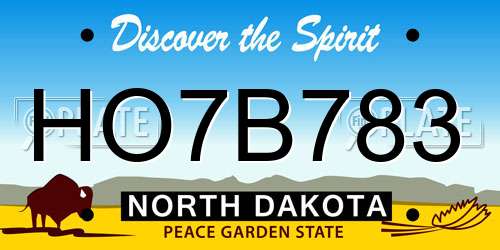 HO7B783 North Dakota License Plate