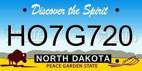 HO7G720 North Dakota License Plate