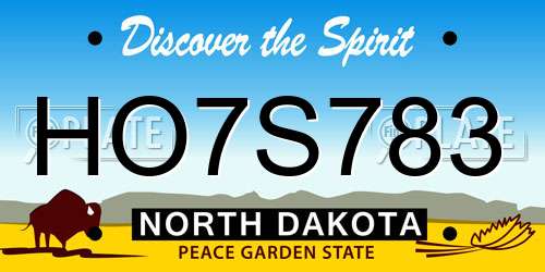 HO7S783 North Dakota License Plate