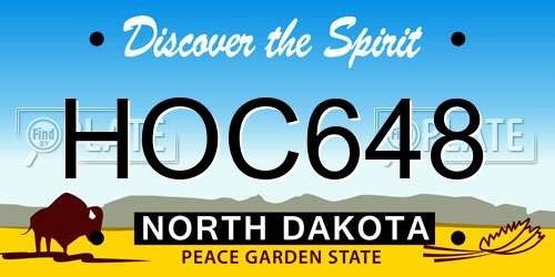 HOC648 North Dakota License Plate