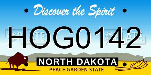 HOG0142 North Dakota License Plate