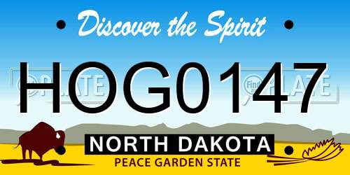 HOG0147 North Dakota License Plate