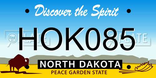 HOK085 North Dakota License Plate