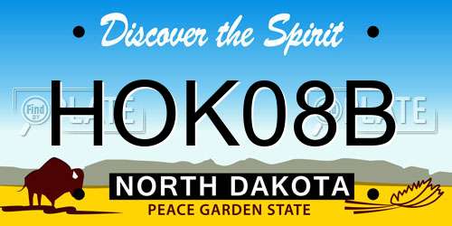 HOK08B North Dakota License Plate