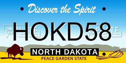 HOKD58 North Dakota License Plate