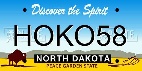 HOKO58 North Dakota License Plate