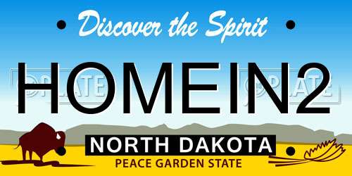 HOMEIN2 North Dakota License Plate