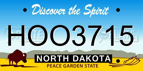 HOO3715 North Dakota License Plate