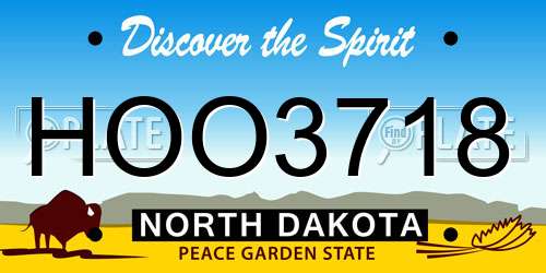 HOO3718 North Dakota License Plate
