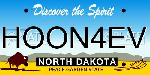 HOON4EV North Dakota License Plate