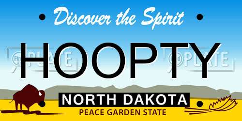HOOPTY North Dakota License Plate