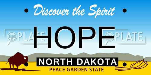 HOPE North Dakota License Plate