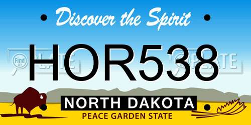 HOR538 North Dakota License Plate